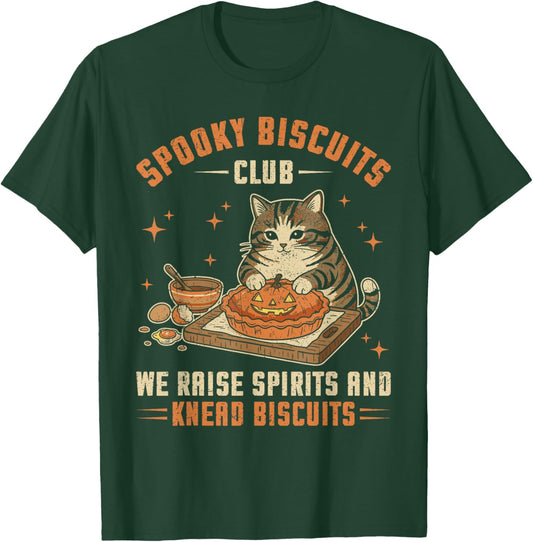Spooky Biscuits Club Cat, Funny Halloween Baking T-Shirt - T-Shirt | Forest