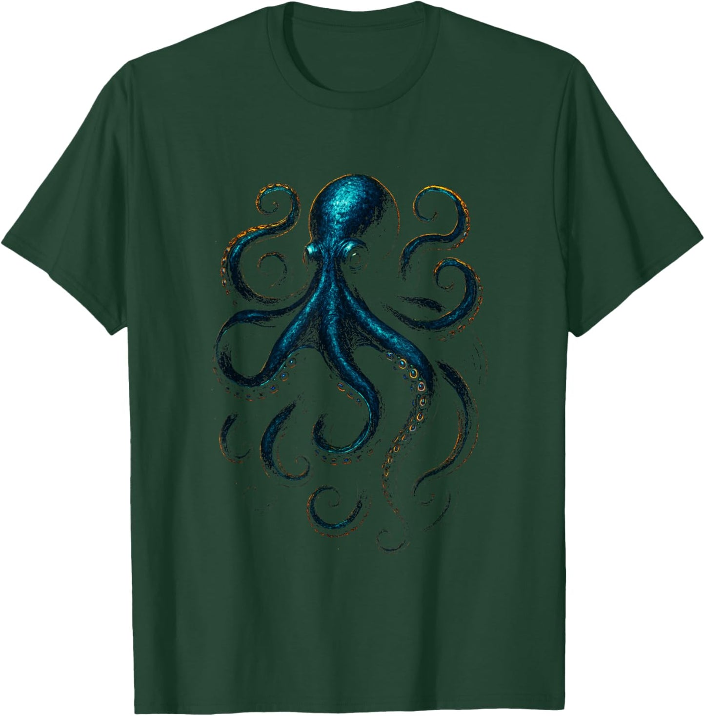 Octopus - Retro-Inspired Marine Art T-Shirt - T-Shirt | Forest