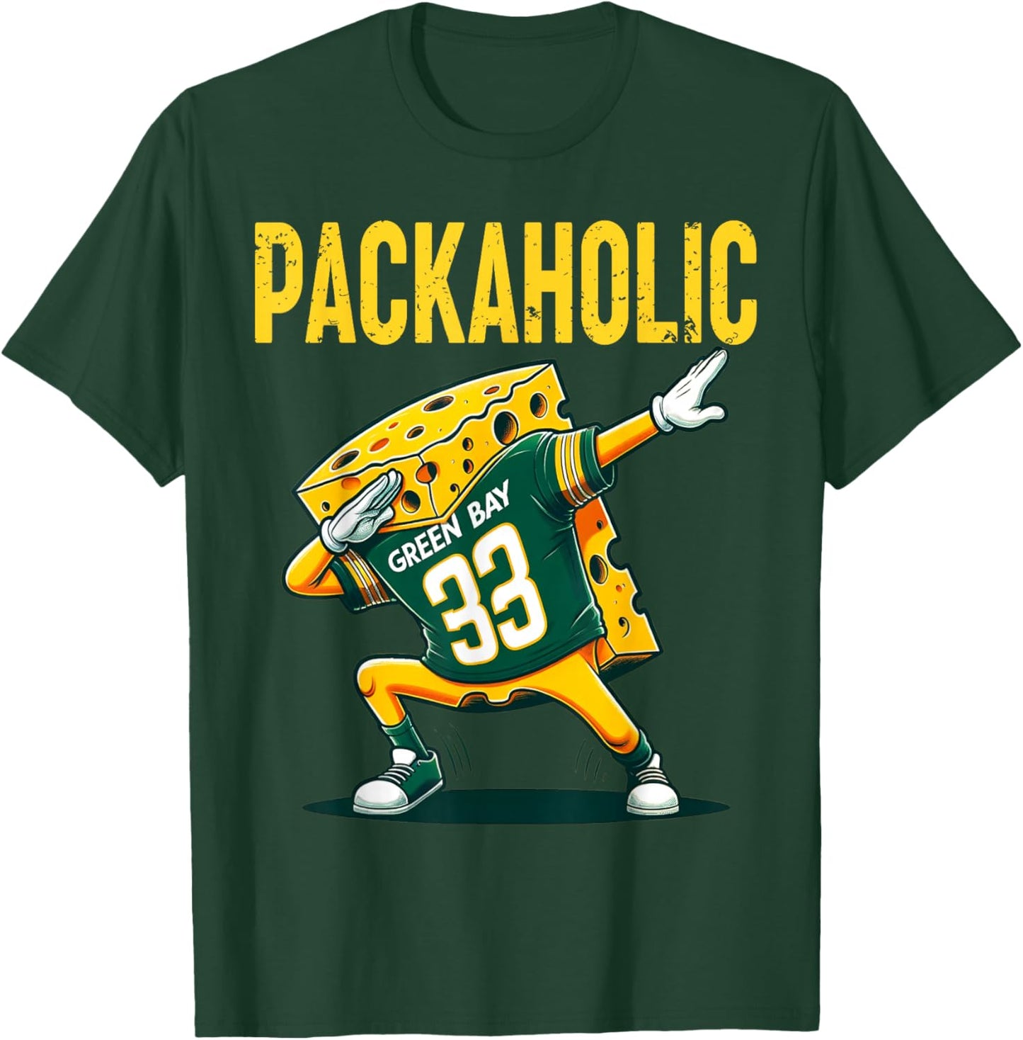 Funny Packaholic Green Bay Cheese Dabbing Cute Cheese Foodie T-Shirt - T-Shirt | Forest