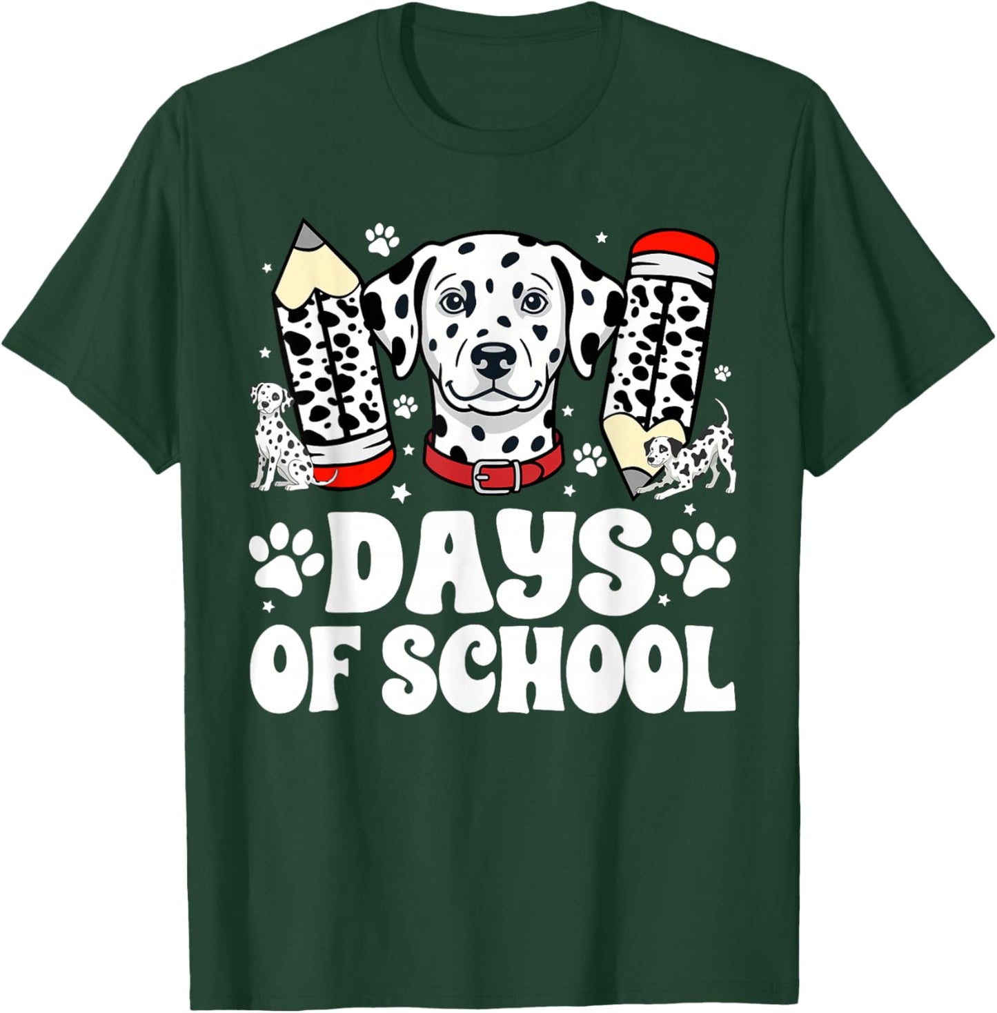 101 Days Smarter Funny Dog 100th Day of School Boys Girls T-Shirt - T-Shirt | Forest