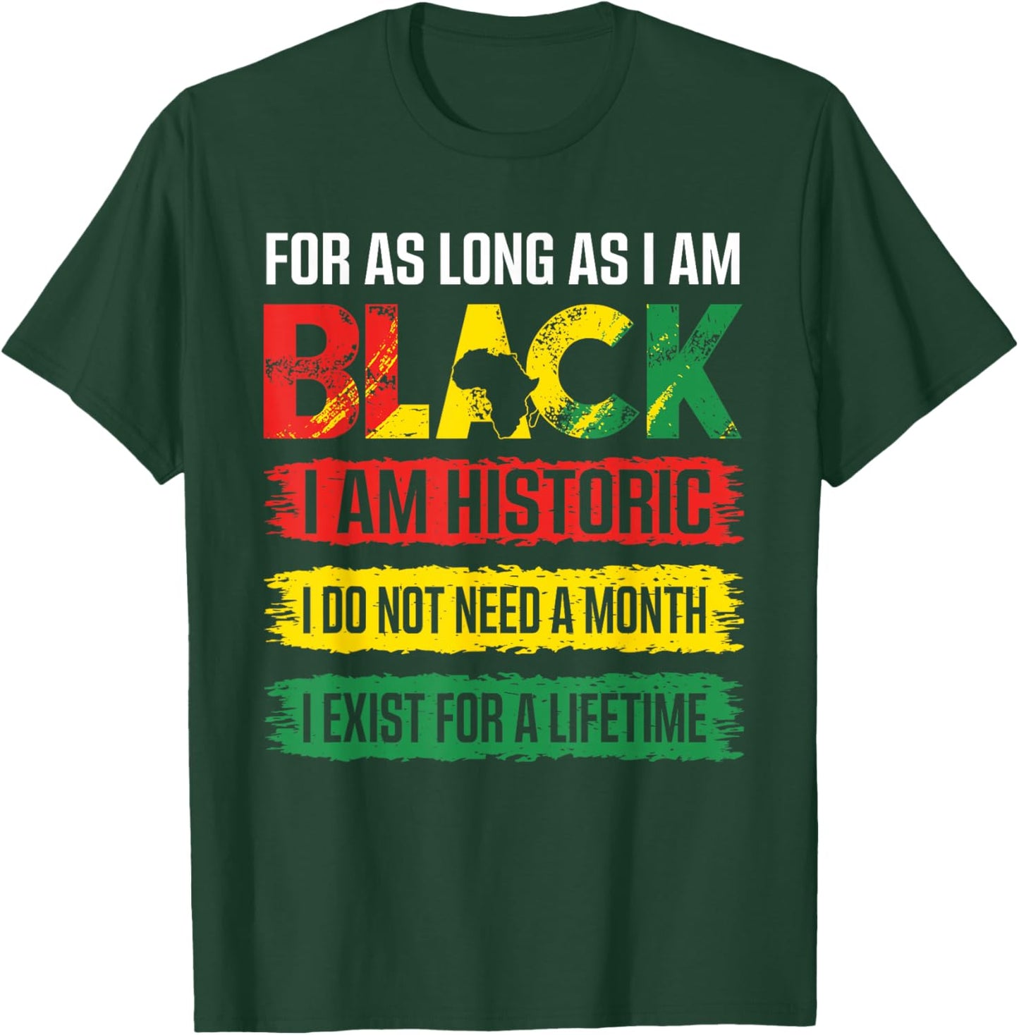 Black History Month for as Long as I am Black I am Historic T-Shirt - T-Shirt | Forest