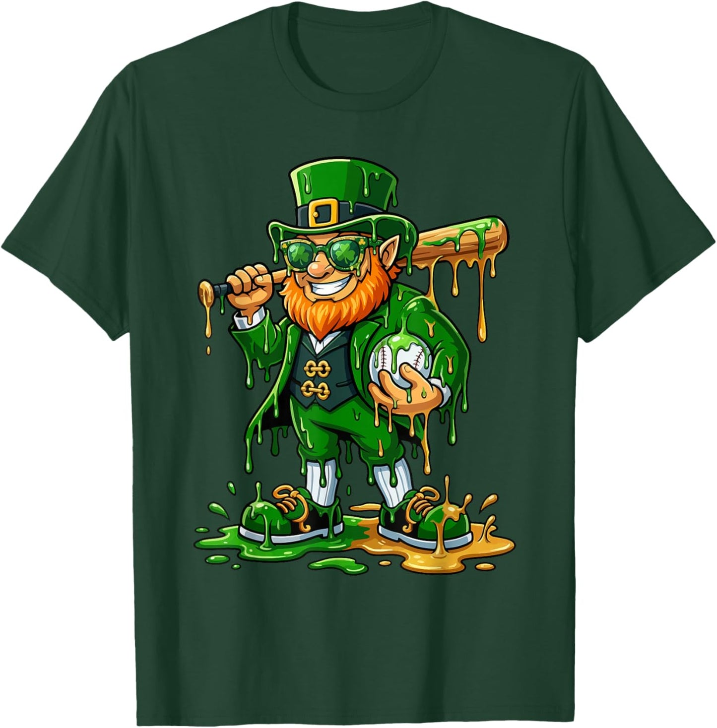 Baseball St Patricks Day Leprechaun Baseball Boys Girls Men T-Shirt - T-Shirt | Forest