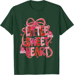 Coquette Bow Little Sweetheart Valentine Girly Love XOXO T-Shirt - T-Shirt | Forest