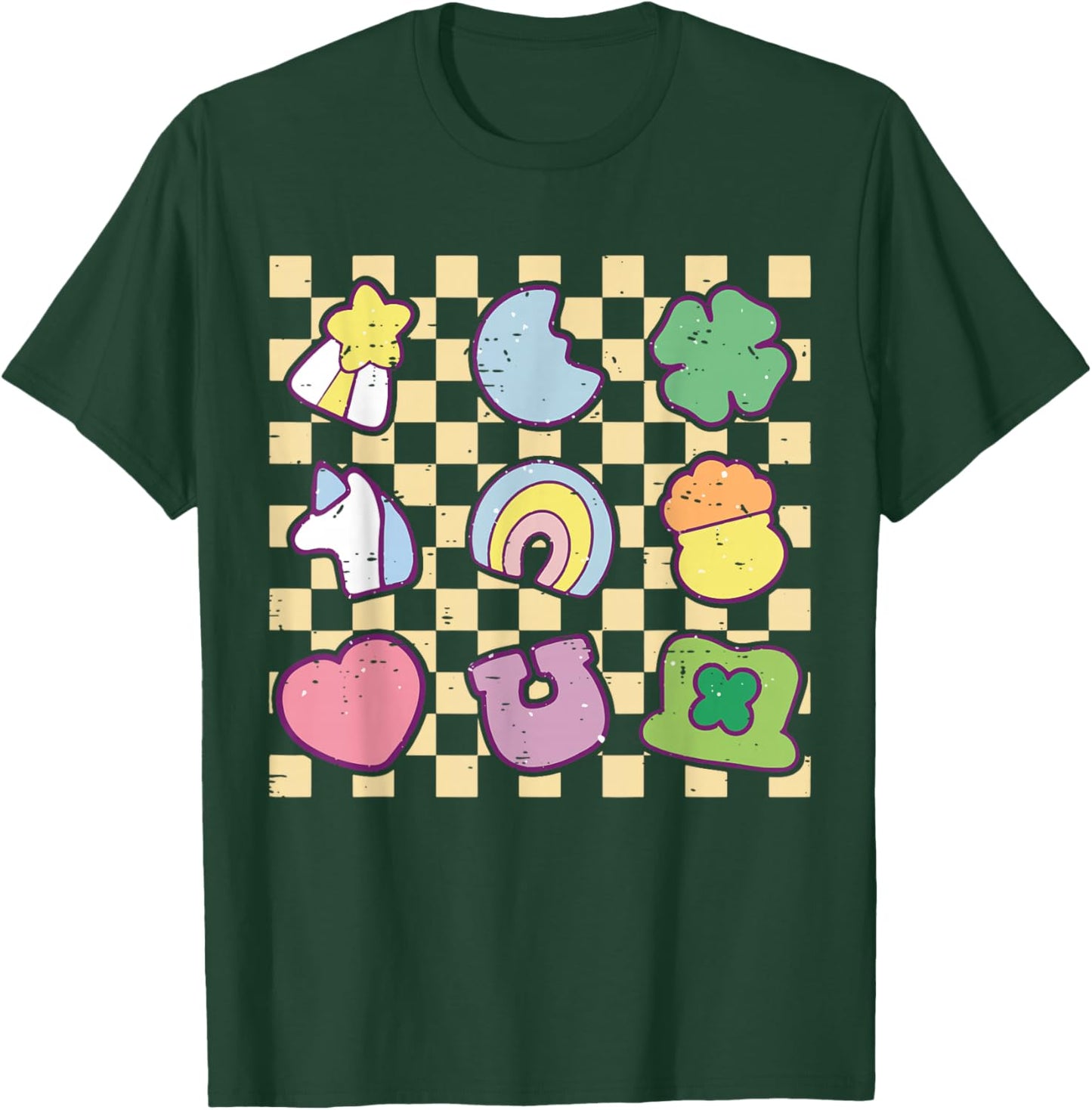 Retro Rainbow Lucky Charm Shamrock St Patricks Day Girly T-Shirt - T-Shirt | Forest
