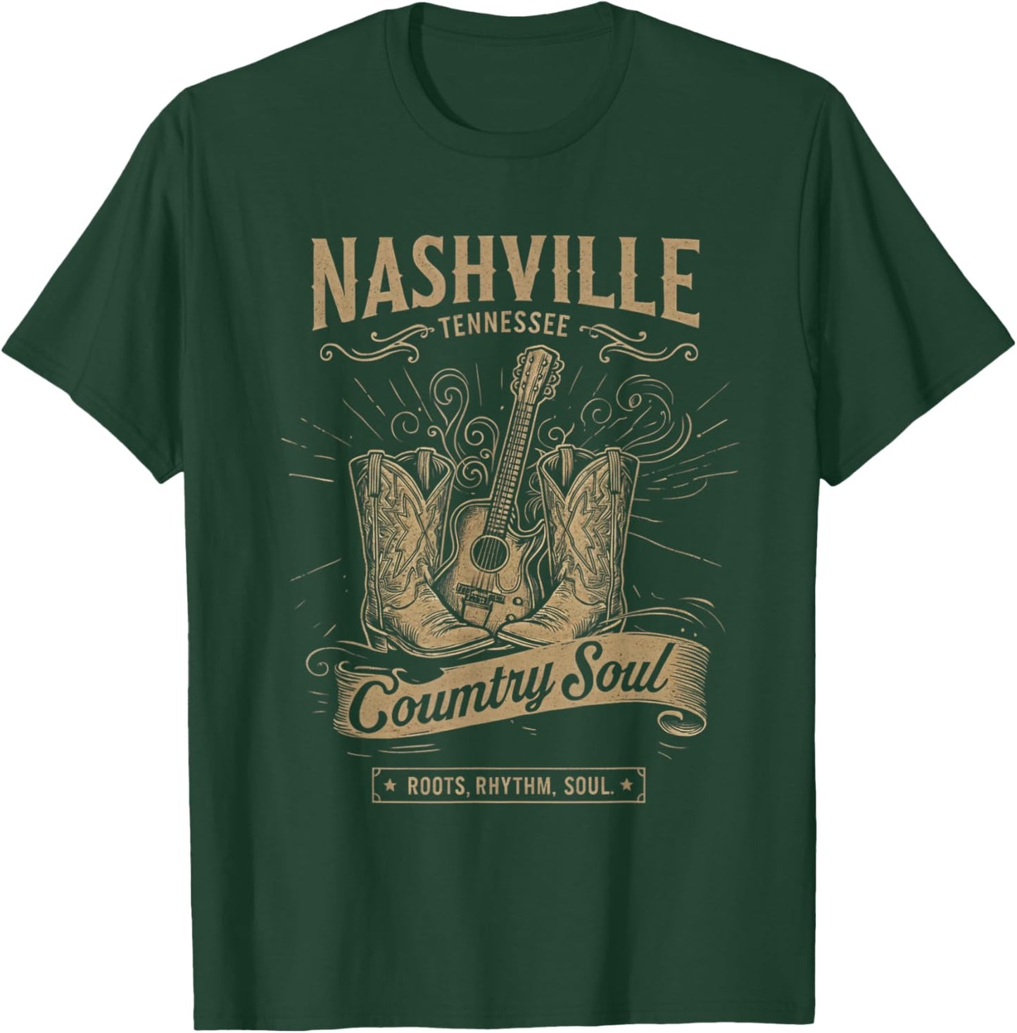 Nashville Tennessee Music City Guitar Women Western Cowboy T-Shirt - T-Shirt | Forest
