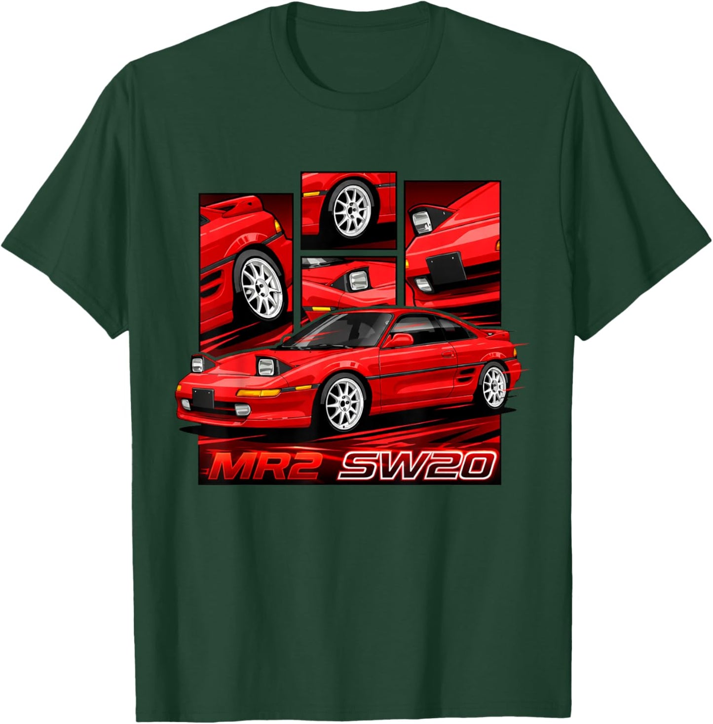 Vintage MR2 JDM Silhouette Car Lover T-Shirt - T-Shirt | Forest