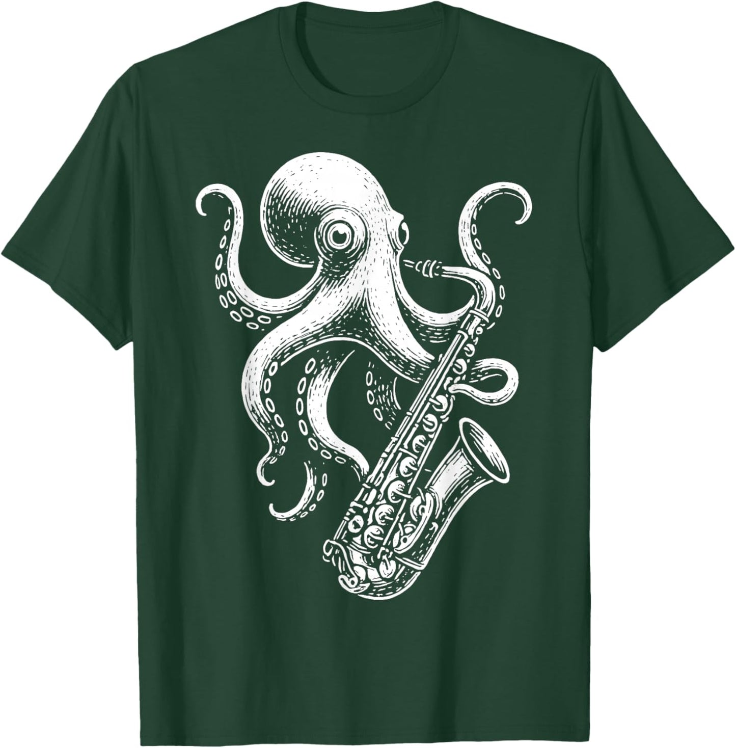 Octopus Saxophone Saxophonist T-Shirt - T-Shirt | Forest