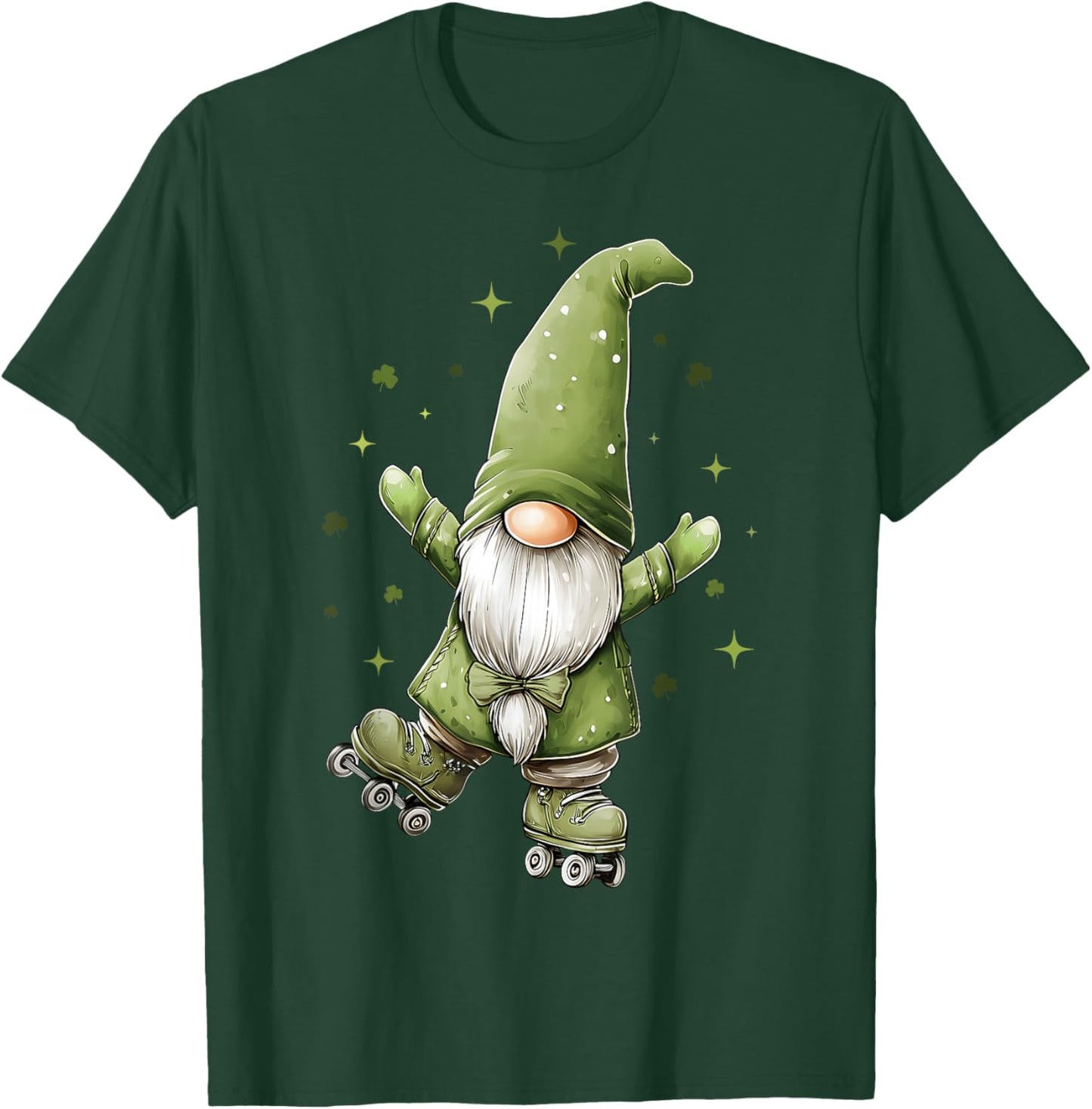 Roller Skating Skater St. Patricks Day Roller Skates Gnome T-Shirt - T-Shirt | Forest