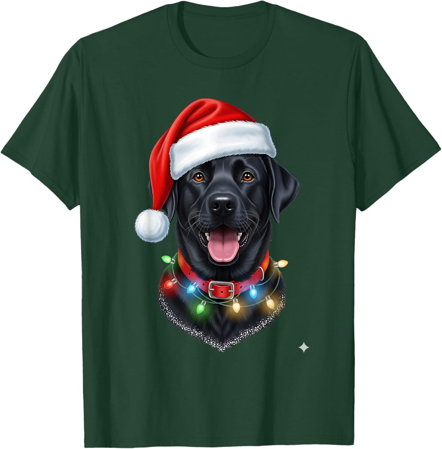 Black Lab Labrador Christmas Dog Santa Hat Light Pajama Xmas T-Shirt - T-Shirt | Forest