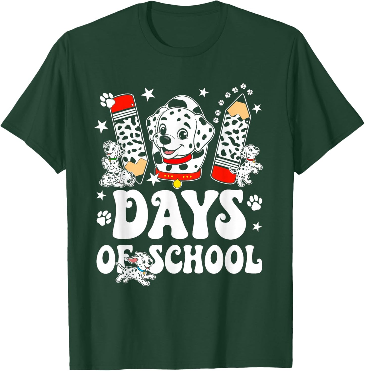 Happy 101 Days School Cute Dog 100 Days Smarter Student Kids T-Shirt - T-Shirt | Forest