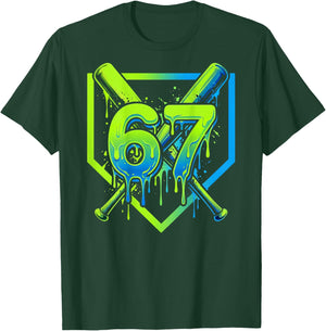67 Baseball Ice Cream Drip Effect 6-7 Meme Six Seven T-Shirt - T-Shirt | Forest