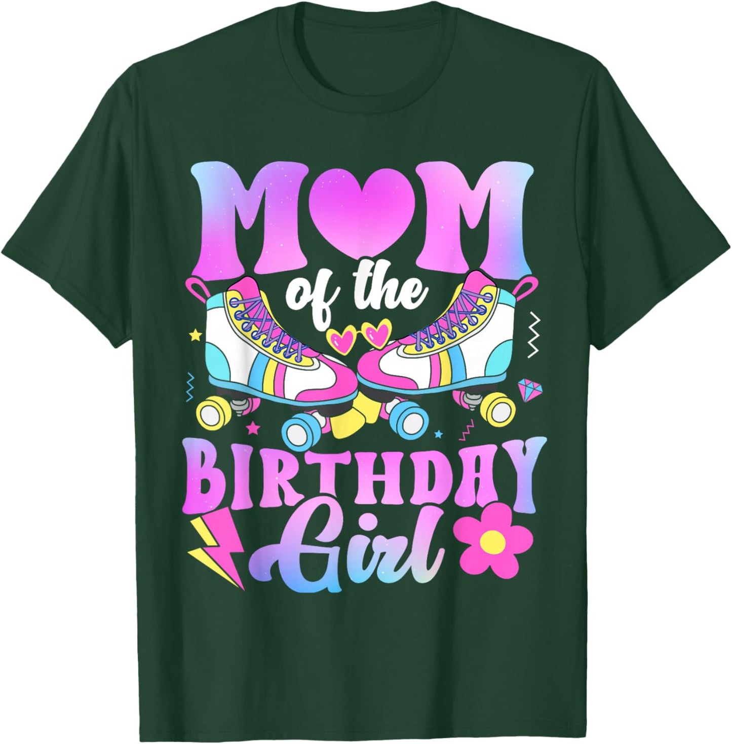 Mom of The Birthday Girl Rolling Skate Bday Family T-Shirt - T-Shirt | Forest