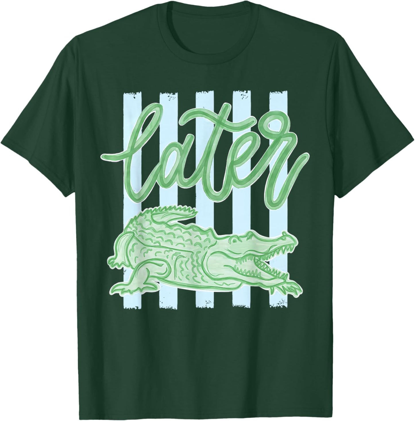 Retro Striped Everyday Later Gator Alligator Summer Coastal T-Shirt - T-Shirt | Forest