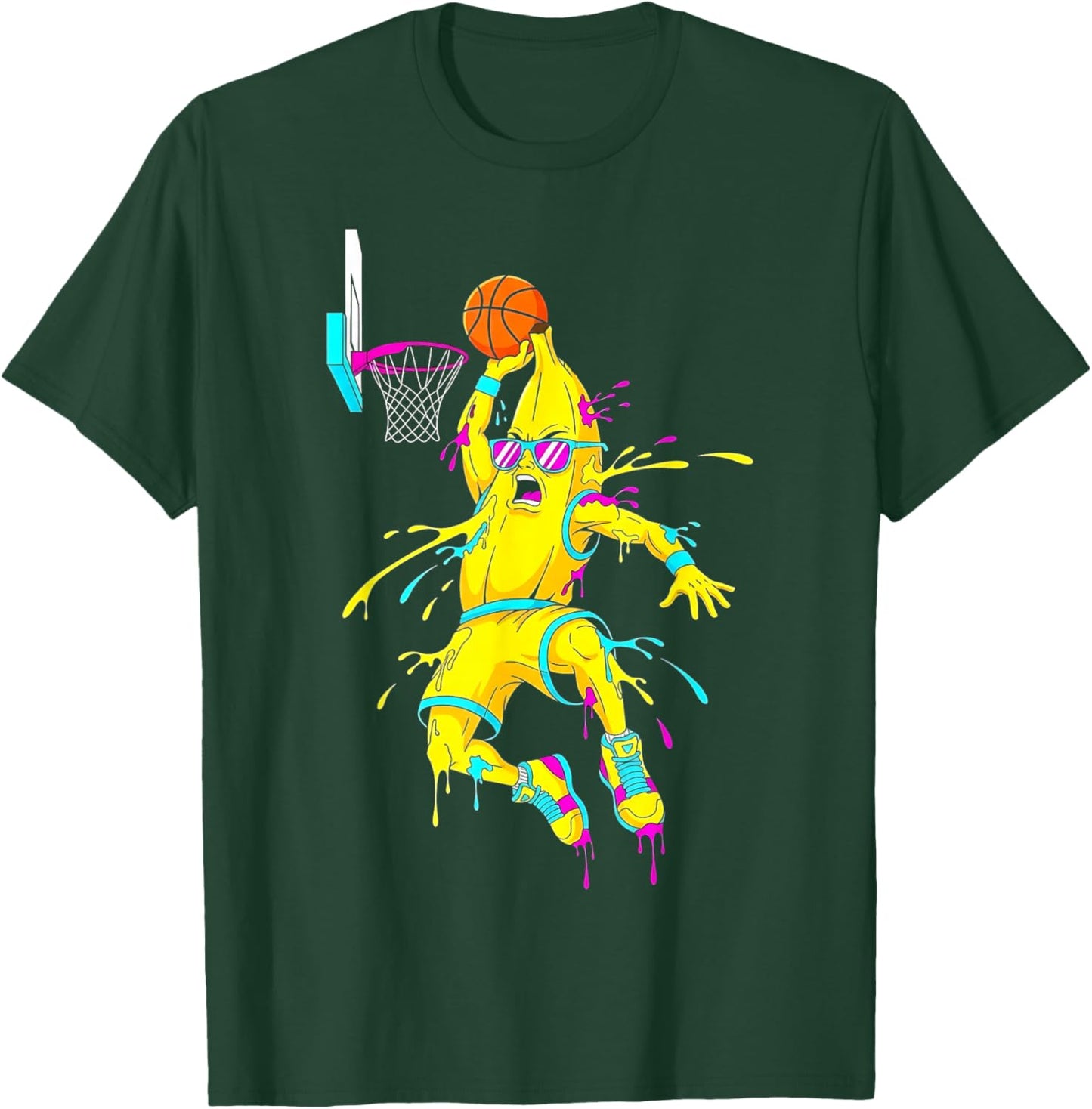 Banana Funny Basketball Drip Kids Youth Boys Girls T-Shirt - T-Shirt | Forest
