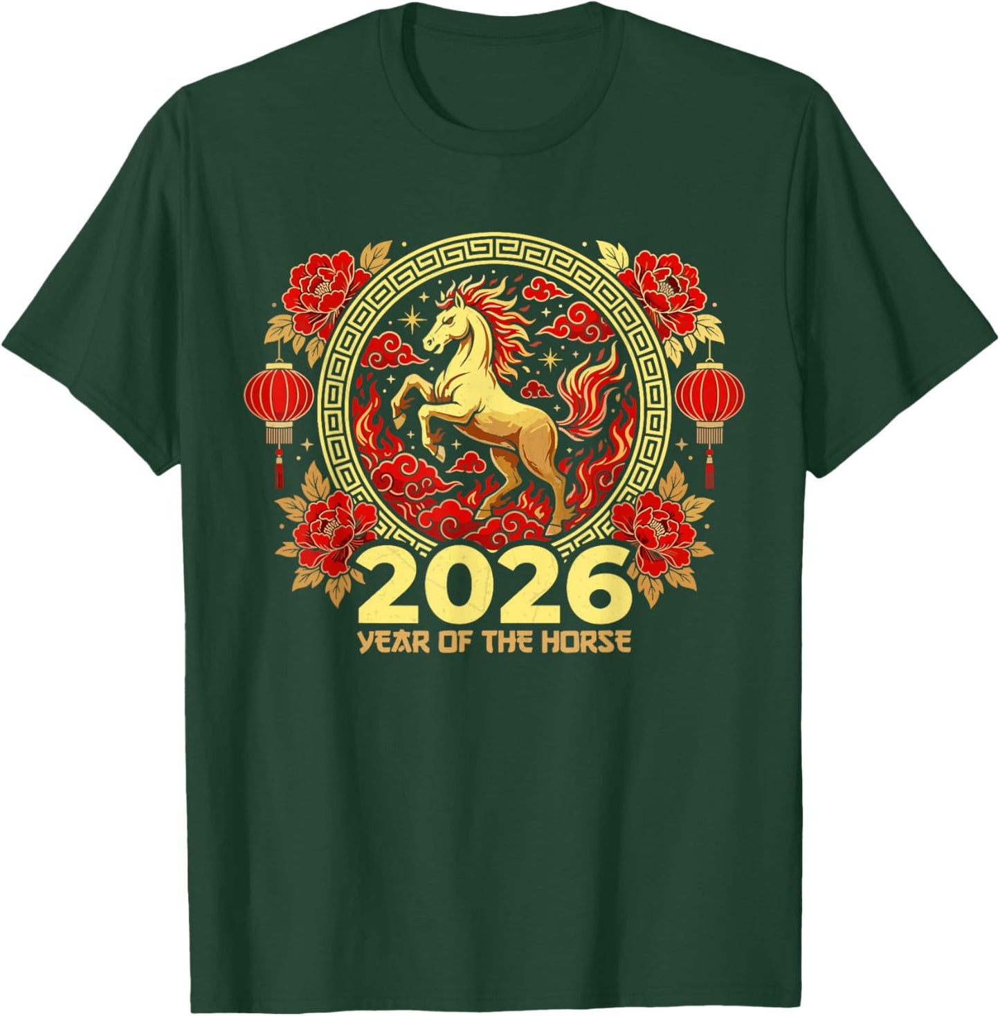 Happy Chinese New Year of The fire Horse Chinese Zodiac 2026 T-Shirt - T-Shirt | Forest