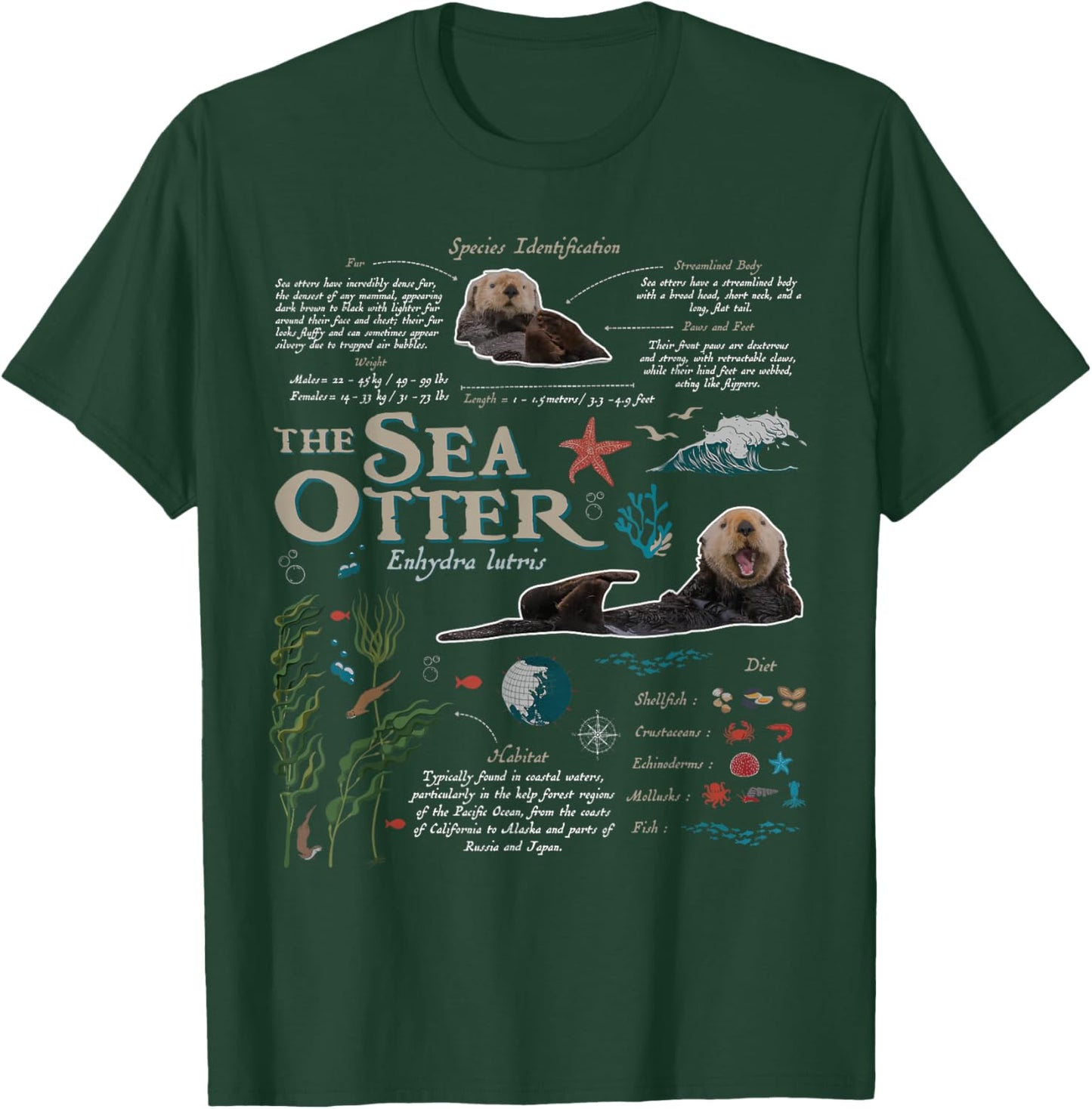 Sea Otter Marine Biology Nature Lover Outdoor T-Shirt - T-Shirt | Forest