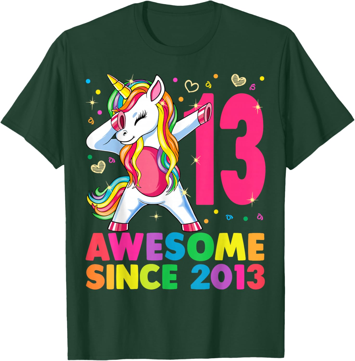 13 Years Old Unicorn Dabbing 13th Birthday Girl Gift Party T-Shirt - T-Shirt | Forest