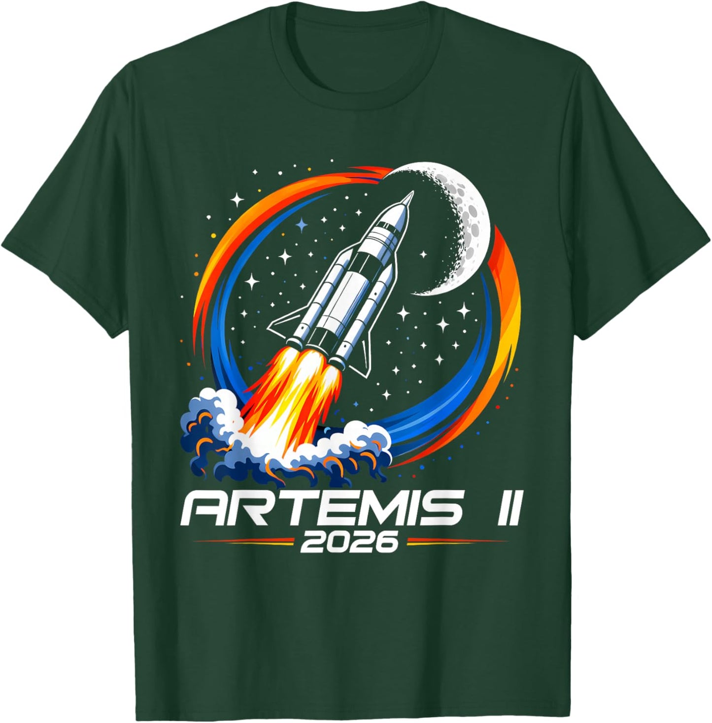 Artemis II Launch The Moon Launch 2026 Artemis 2 Rocket USA T-Shirt - T-Shirt | Forest