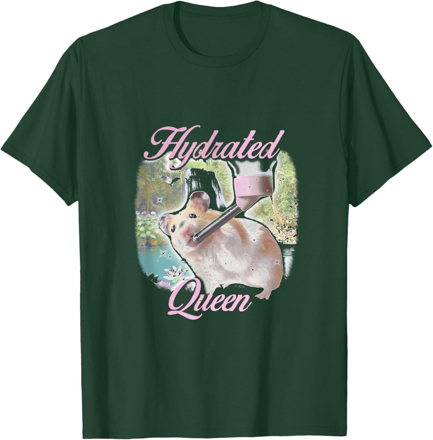 Trendy Apparel Hydrated Queen Cute Hamster Shining Lake T-Shirt - T-Shirt | Forest