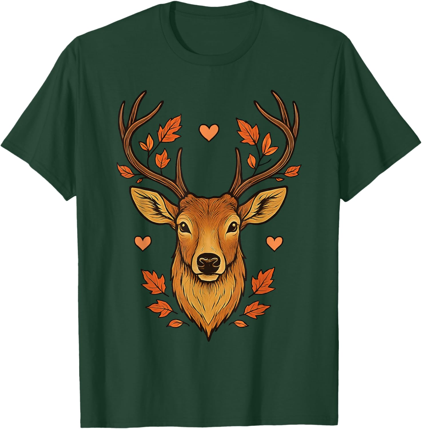 Cool Fall Floral Whitetail Deer Graphic T-Shirt - T-Shirt | Forest