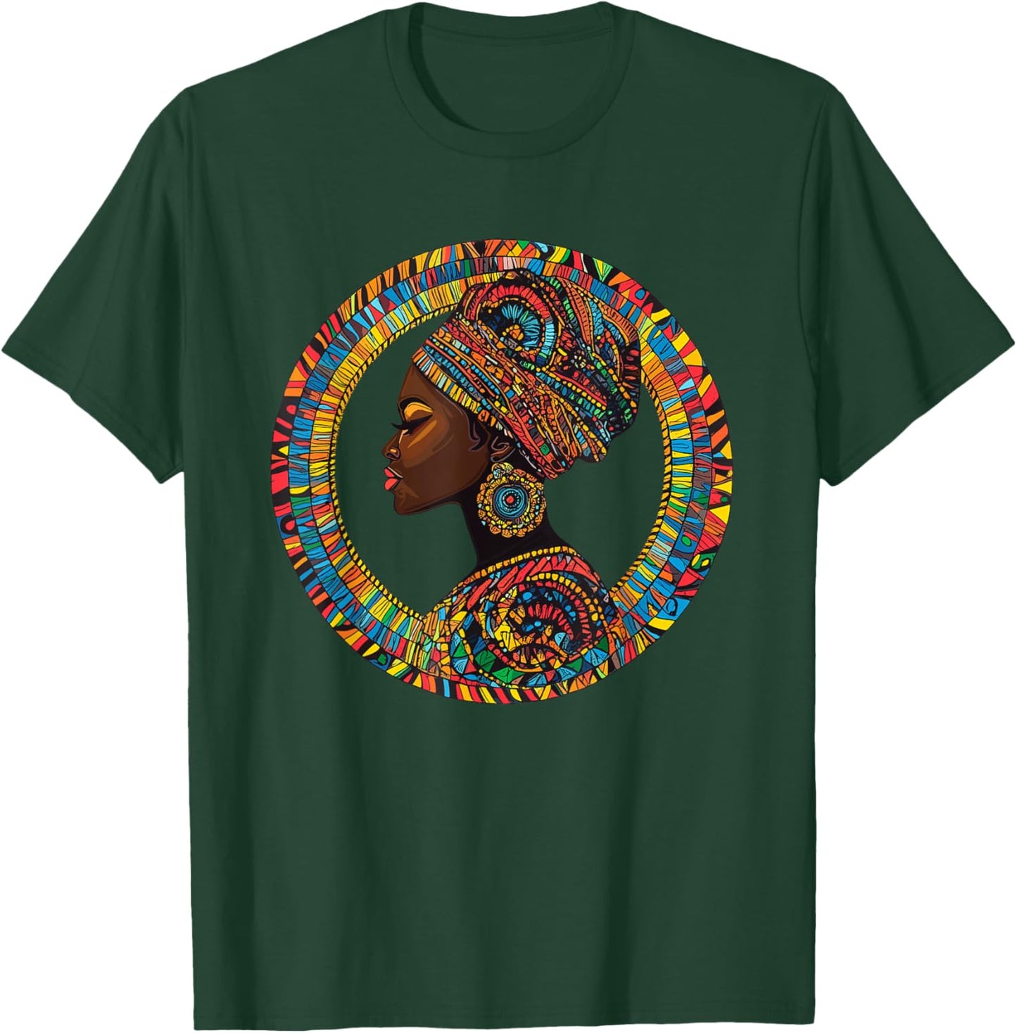 Majestic Black Woman Afrocentric African Culture T-Shirt - T-Shirt | Forest