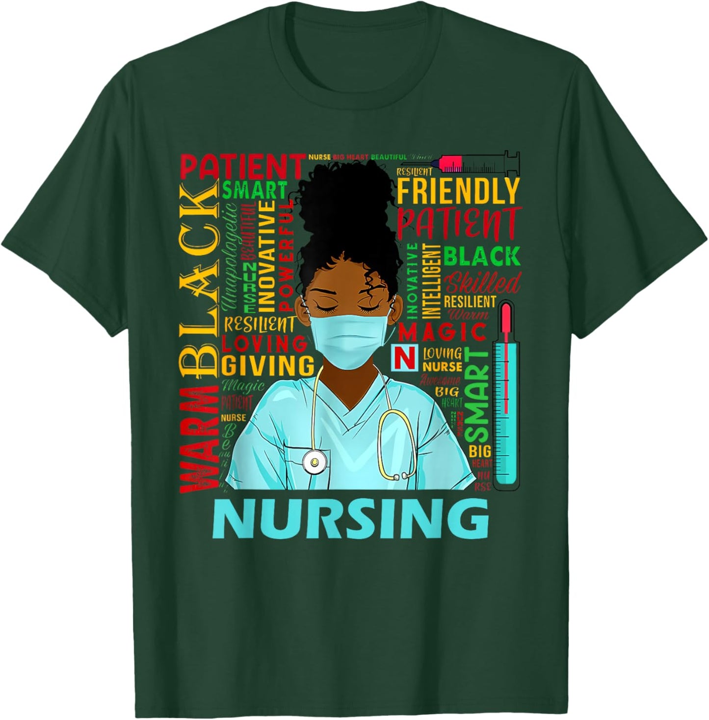 Black Strong Nurse Afro Love Melanin African American Women T-Shirt - T-Shirt | Forest