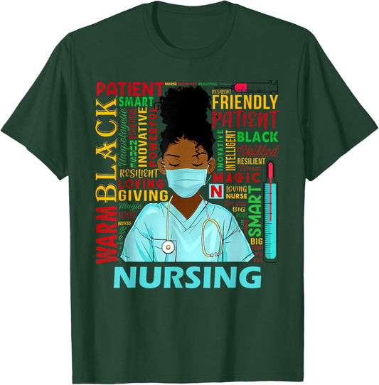Black Strong Nurse Afro Love Melanin African American Women T-Shirt - T-Shirt | Forest