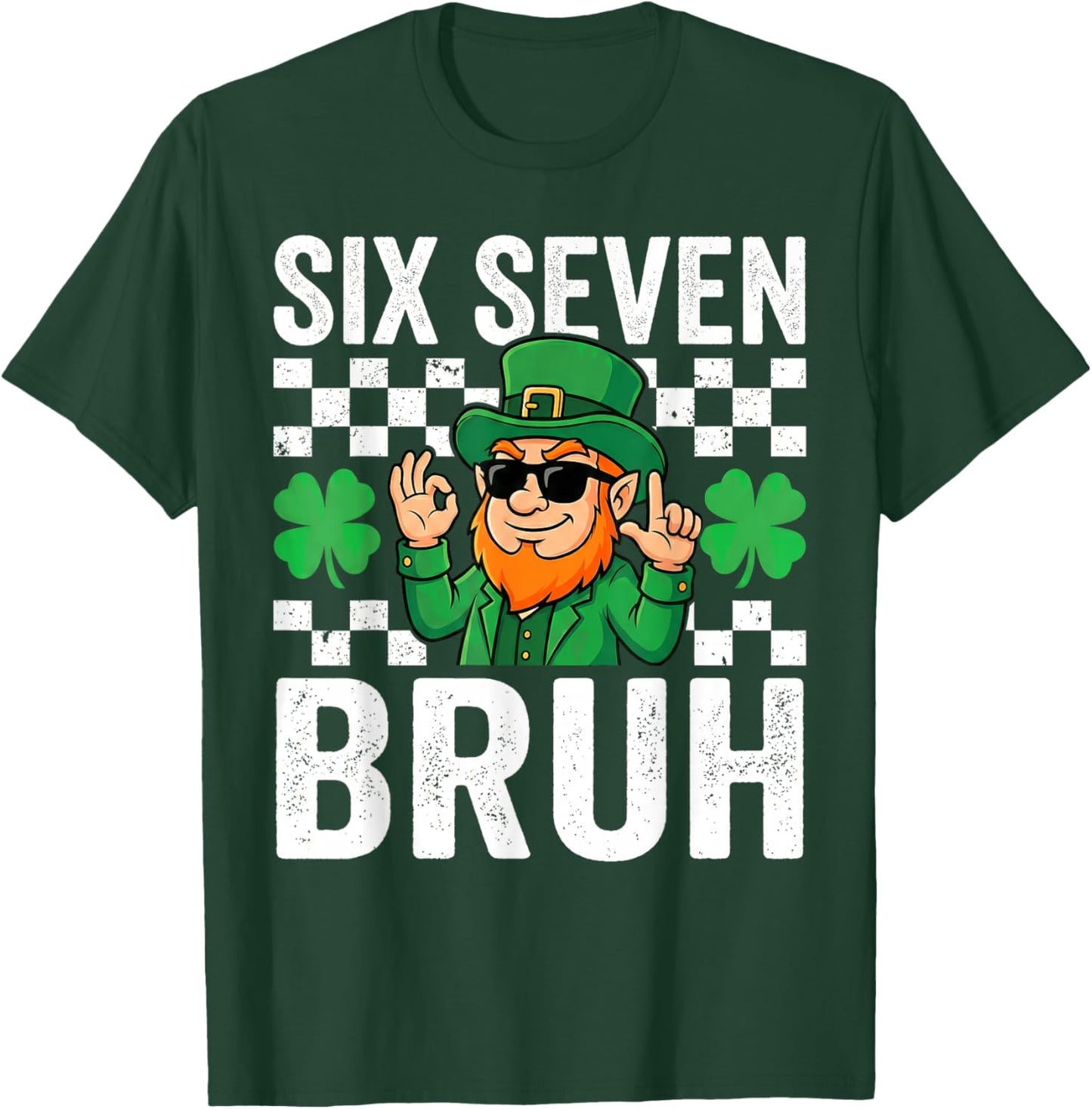 Boys St Patricks Day 6 7 Six Seven 67 Kids Girls Shamrock T-Shirt - T-Shirt | Forest