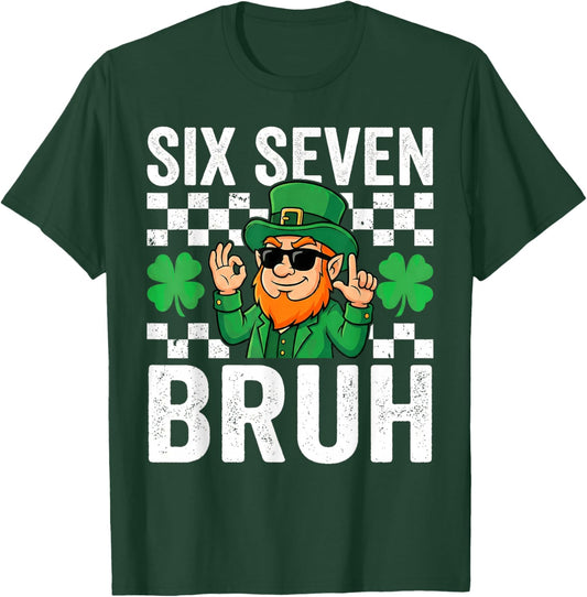 Boys St Patricks Day 6 7 Six Seven 67 Kids Girls Shamrock T-Shirt - T-Shirt | Forest