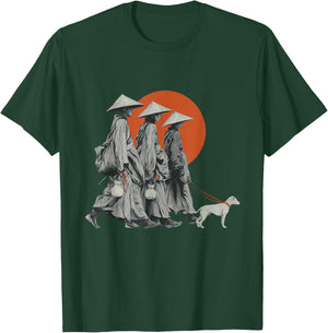 Walk for Peace Monks with Aloka Dog Minimalist Zen Art T-Shirt - T-Shirt | Forest