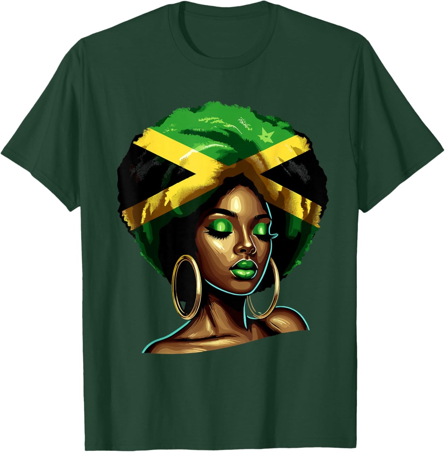 Jamaican Black Woman Melanin Jamaican Girls Afro T-Shirt - T-Shirt | Forest