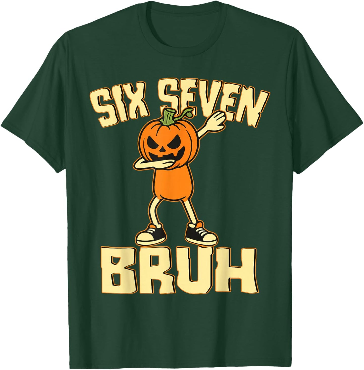 Funny Six Seven Bruh 6 7 Meme Dabbing Pumpkin Boy Halloween T-Shirt - T-Shirt | Forest