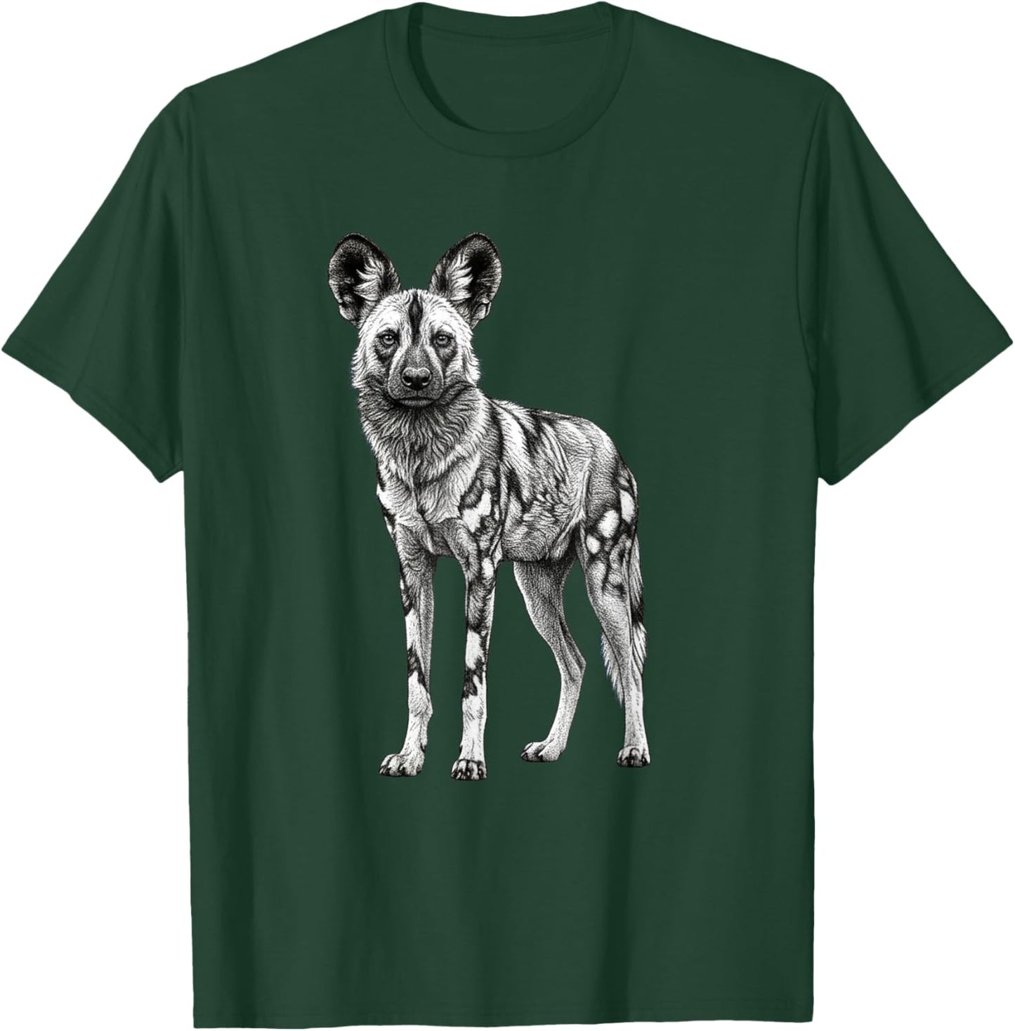 Retro African Wild Dog Lover Safari Nature Art T-Shirt - T-Shirt | Forest