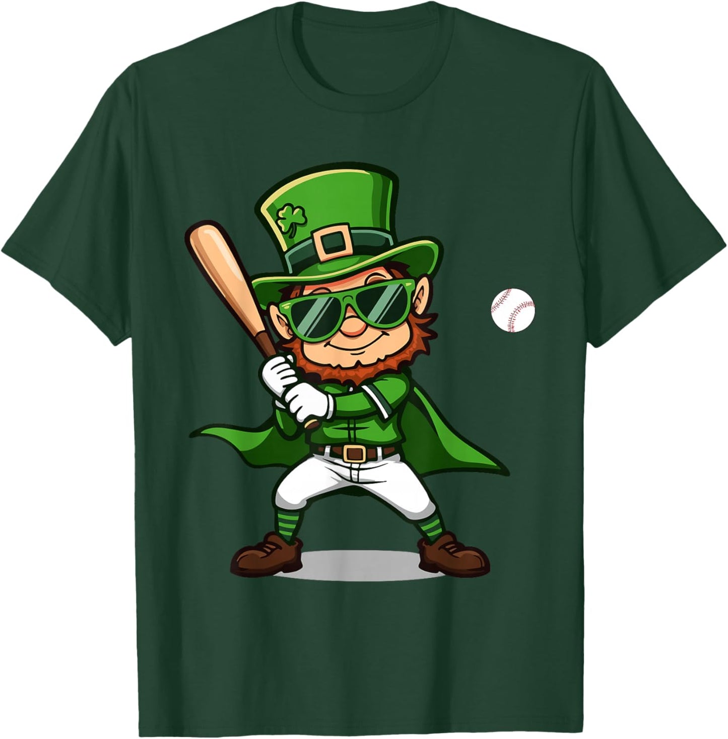 Funny St. Patrick’s Day Leprechaun Baseball Irish Graphic T-Shirt - T-Shirt | Forest