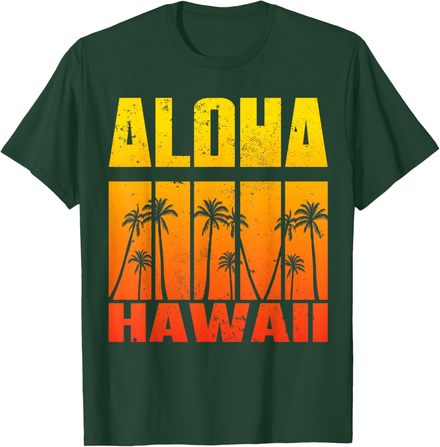 Aloha Hawaii Palm Tree Tropical Hawaiian Island Retro Surfer T-Shirt - T-Shirt | Forest