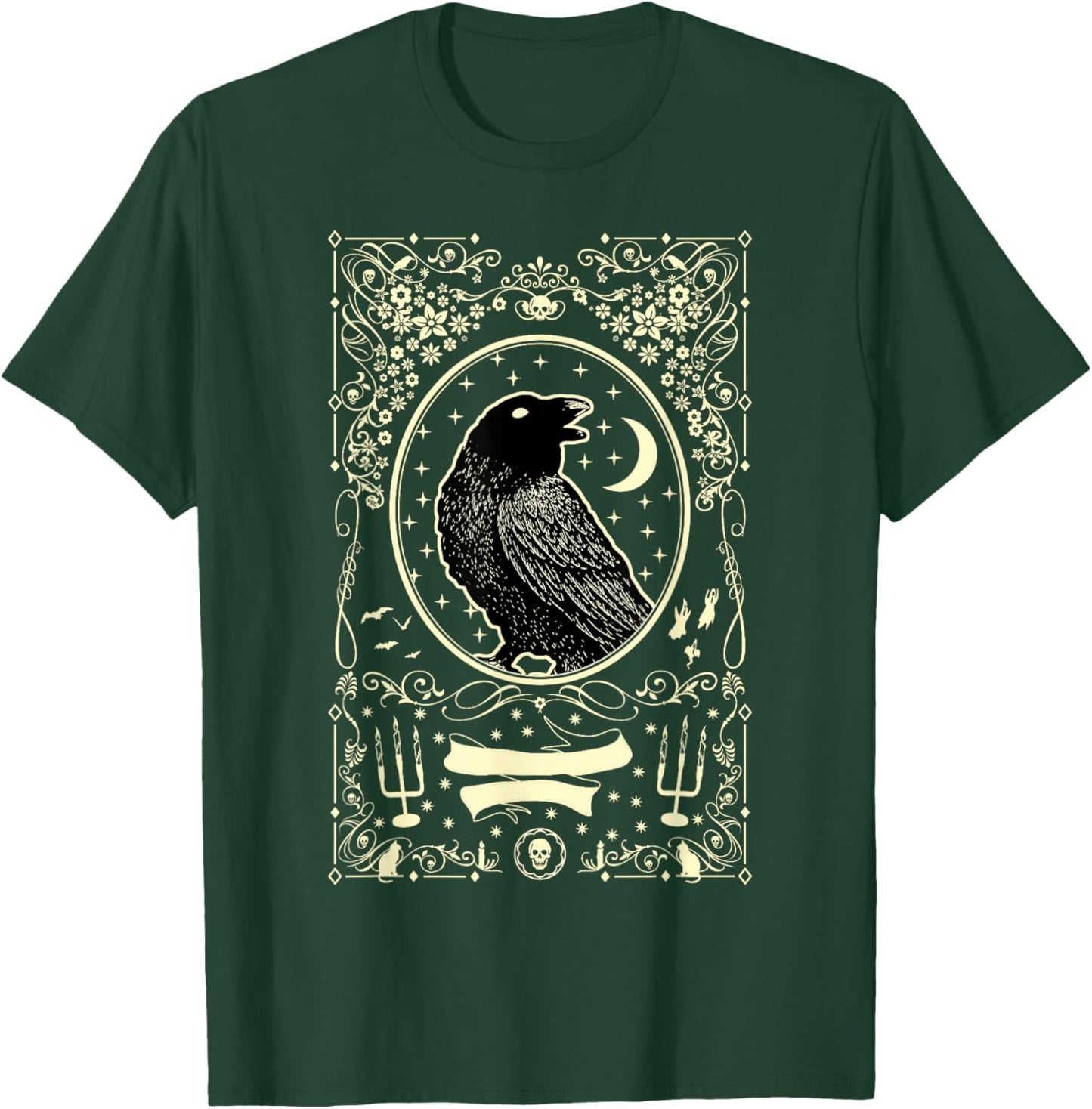 Gothic Black Raven Vintage Design T-Shirt - T-Shirt | Forest