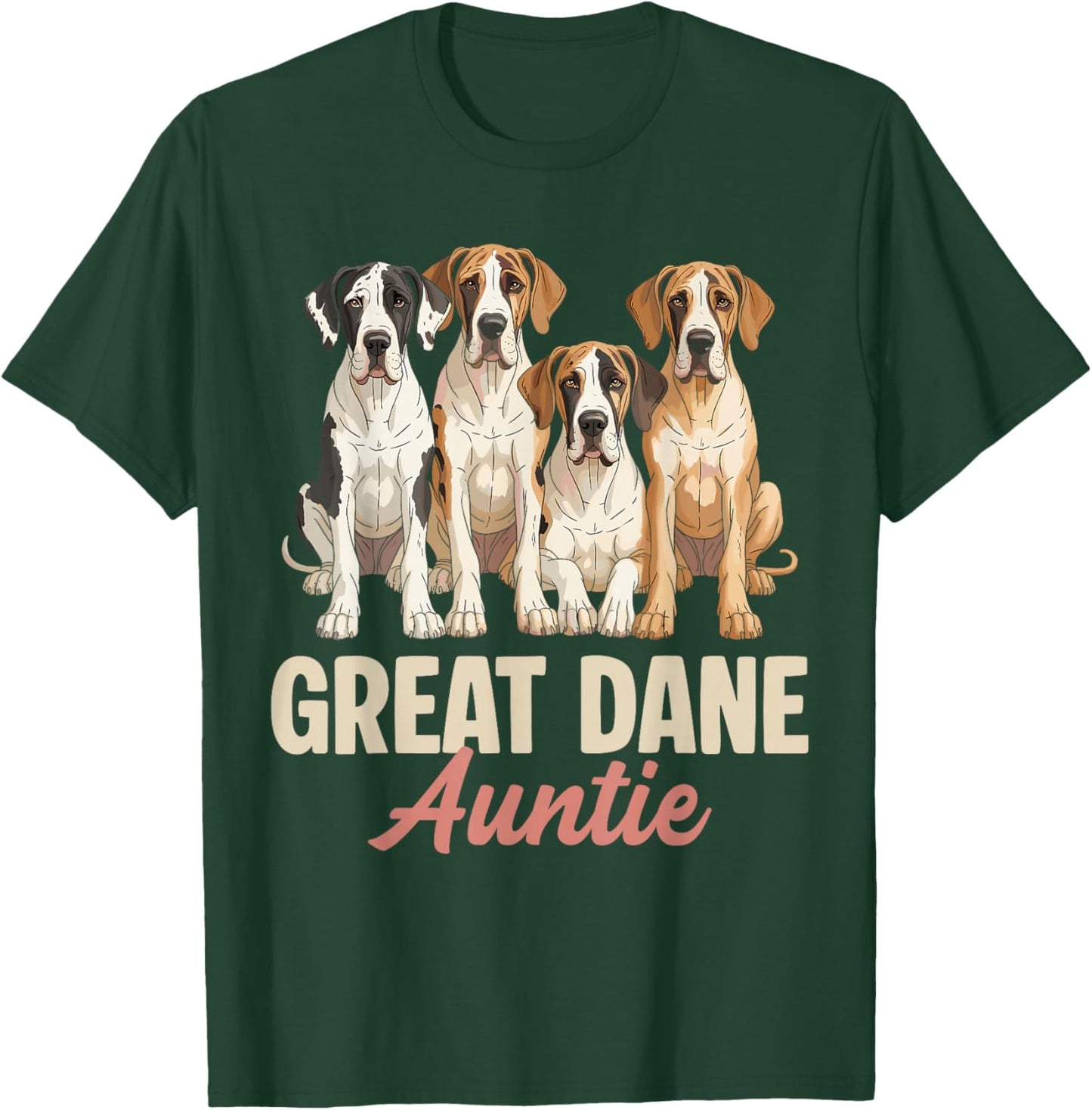 Great Dane Auntie Funny Dog Lover Retro Puppy Owner Women T-Shirt - T-Shirt | Forest