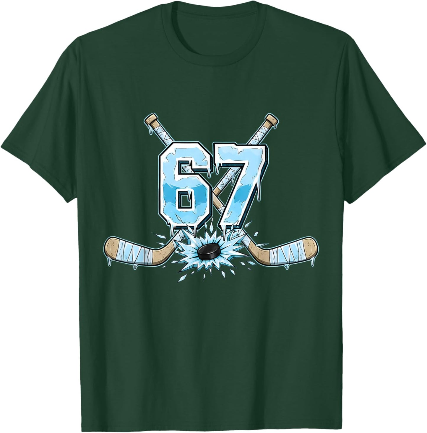 67 Hockey Drip Six Seven Meme 6 7 Boys Teens Kids Ice Hockey T-Shirt - T-Shirt | Forest