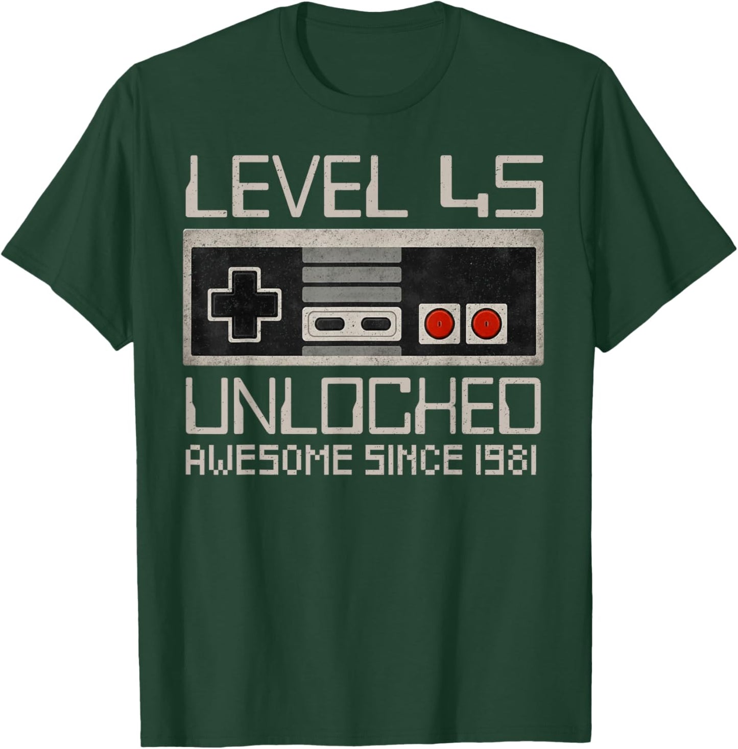 Level 45 Unlocked Awesome Since 1981 45th Birthday Gaming T-Shirt - T-Shirt | Forest