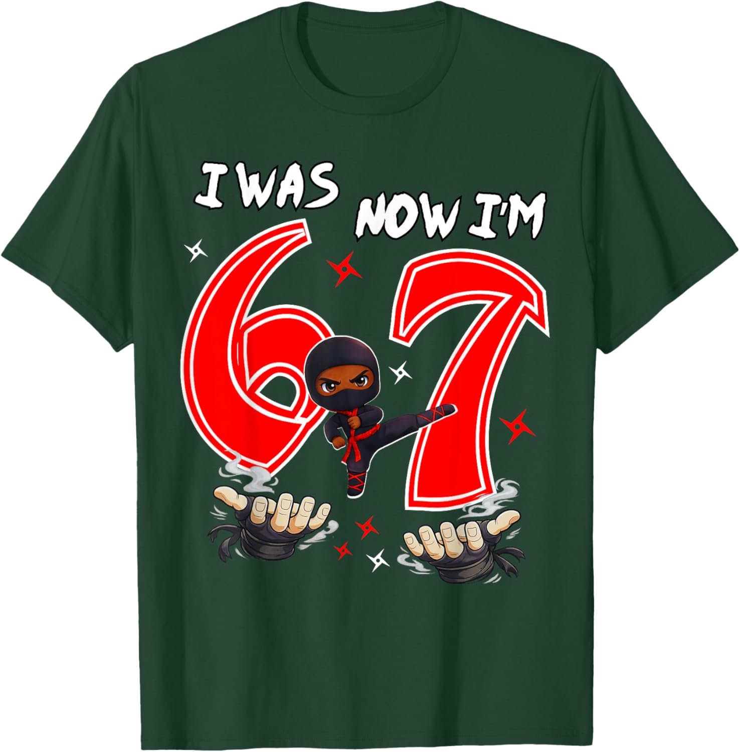 I was 6 Now I'm 7 Ninja 7th Birthday T-Shirt - T-Shirt | Forest