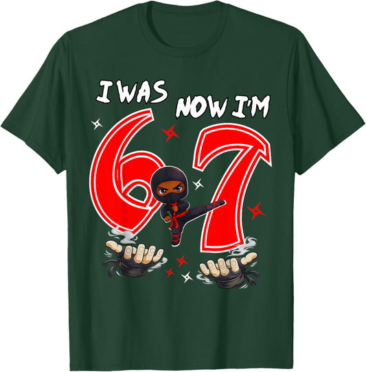 I was 6 Now I'm 7 Ninja 7th Birthday T-Shirt - T-Shirt | Forest