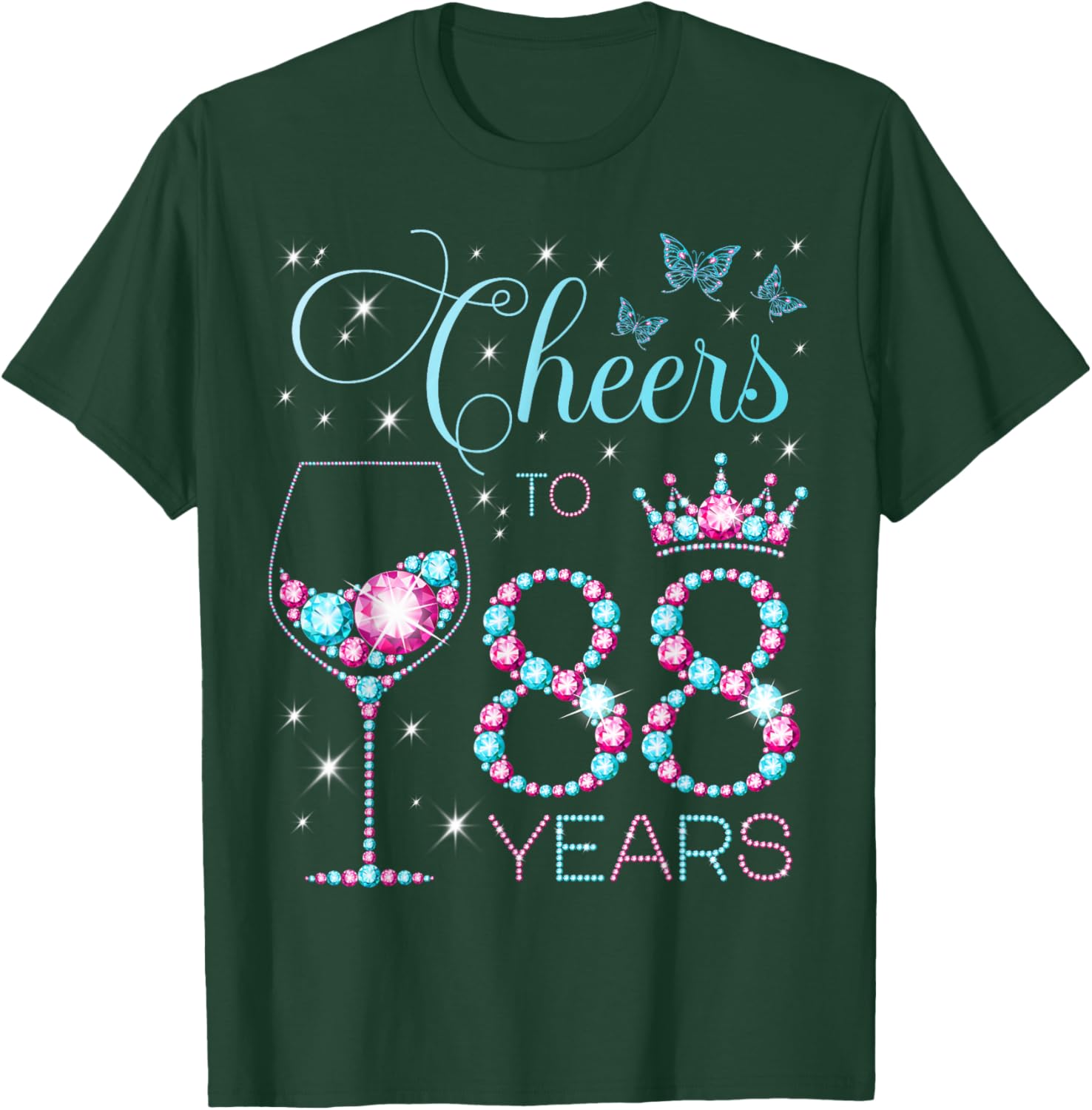 Cheers to 88 Years Old 88th Birthday Party 88th Happy Bday T-Shirt - T-Shirt | Forest