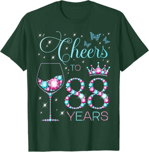 Cheers to 88 Years Old 88th Birthday Party 88th Happy Bday T-Shirt - T-Shirt | Forest
