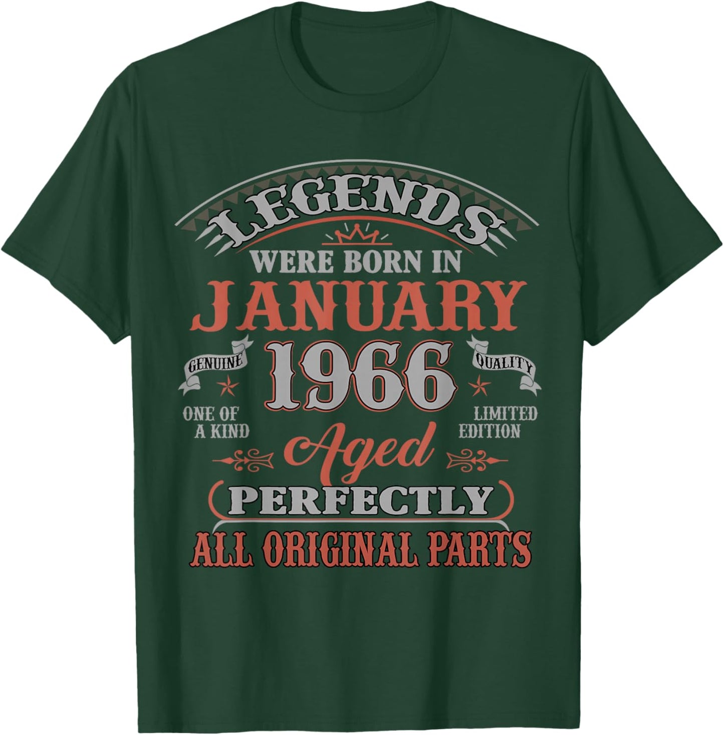 60th Birthday Gift Legend Born in January 1966 60 Yrs Old T-Shirt - T-Shirt | Forest