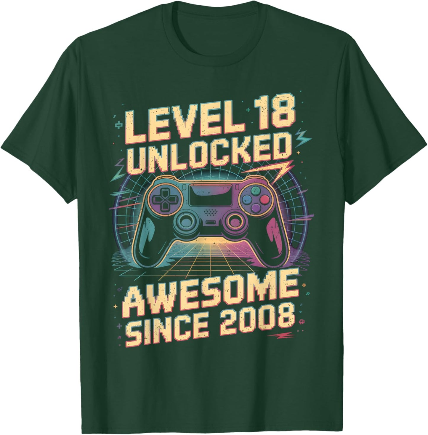 18 Year Old Boy Level 18 Gamer 2008 18th Birthday Party Gift T-Shirt - T-Shirt | Forest