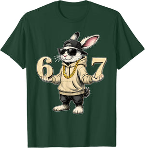 Funny Easter Day Bunny 6 7 Six Seven Meme Men Boy Kid T-Shirt - T-Shirt | Forest