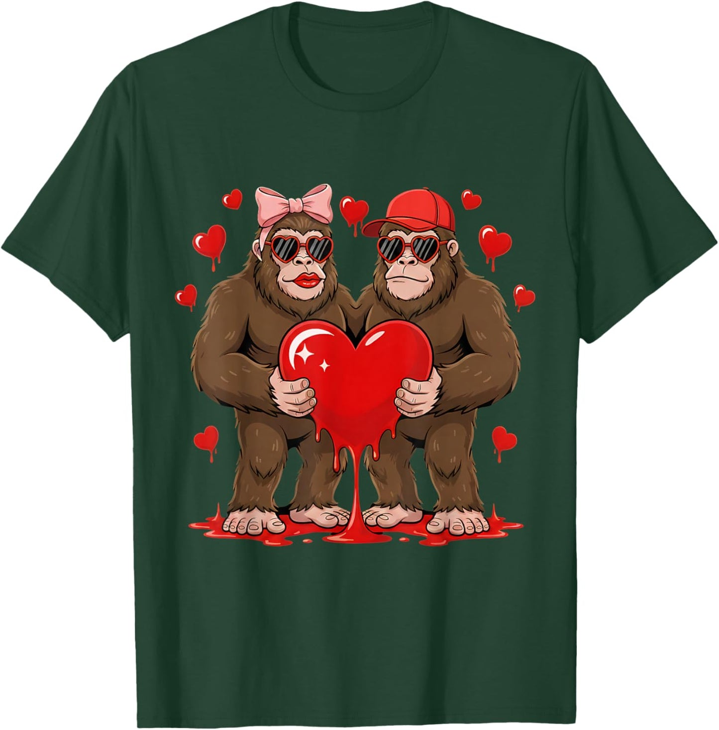 Valentine Bigfoot Sasquatch Lover Cute Valentines Day T-Shirt - T-Shirt | Forest