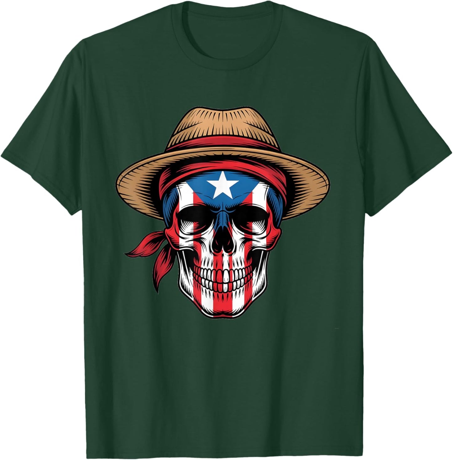 Puerto Rico Flag Boricua Puerto Rican Skull Taino Pride T-Shirt - T-Shirt | Forest
