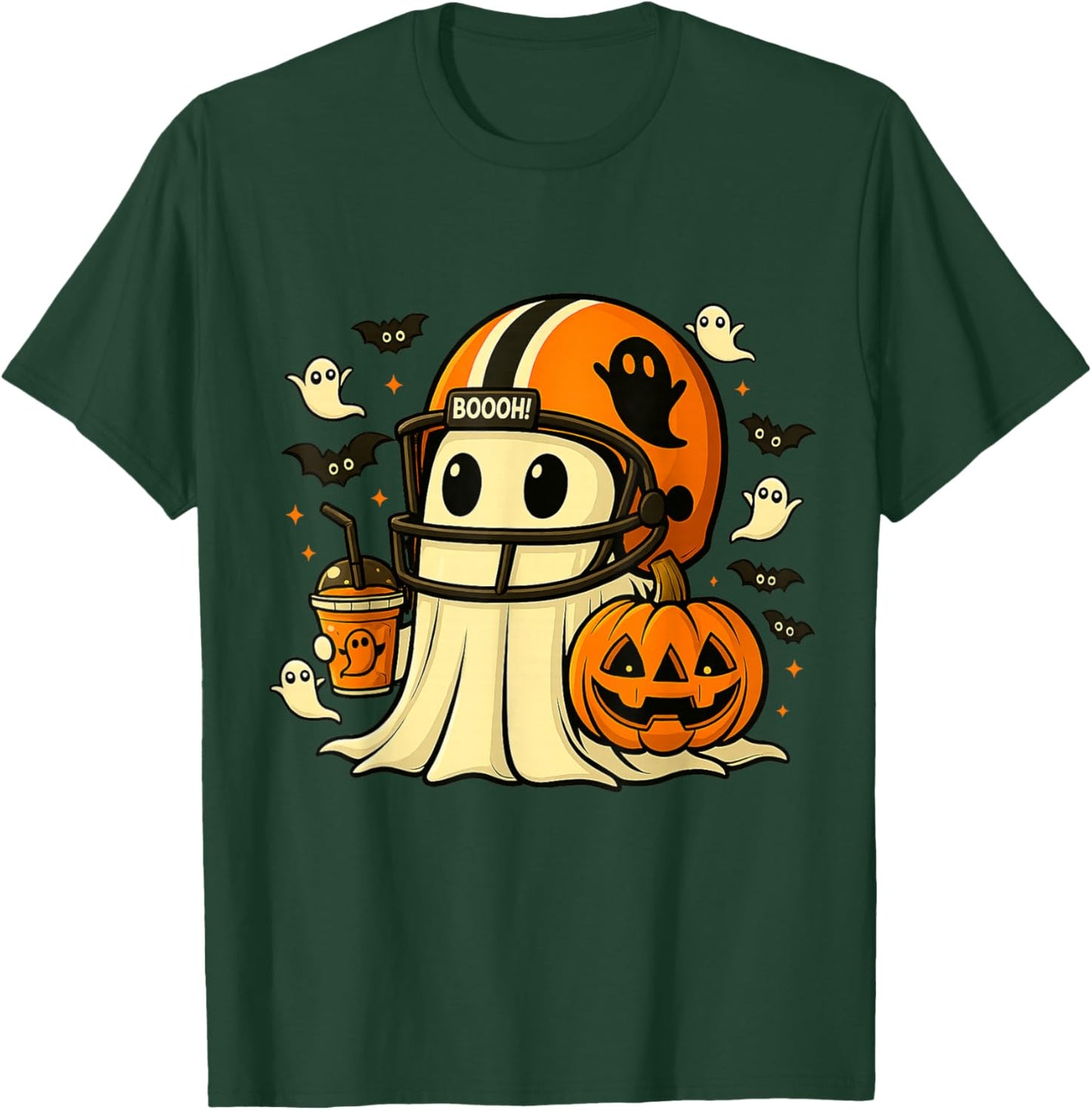 Ghost Ready for Football, Halloween and Pumpkin Patch Season T-Shirt - T-Shirt | Forest