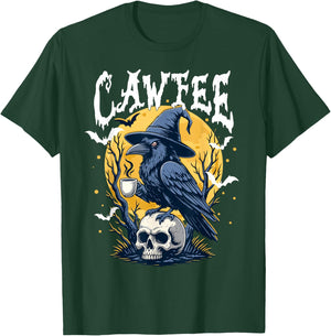 Coffee Crow Gothic Raven Funny Halloween Meme Trendy Spooky T-Shirt - T-Shirt | Forest